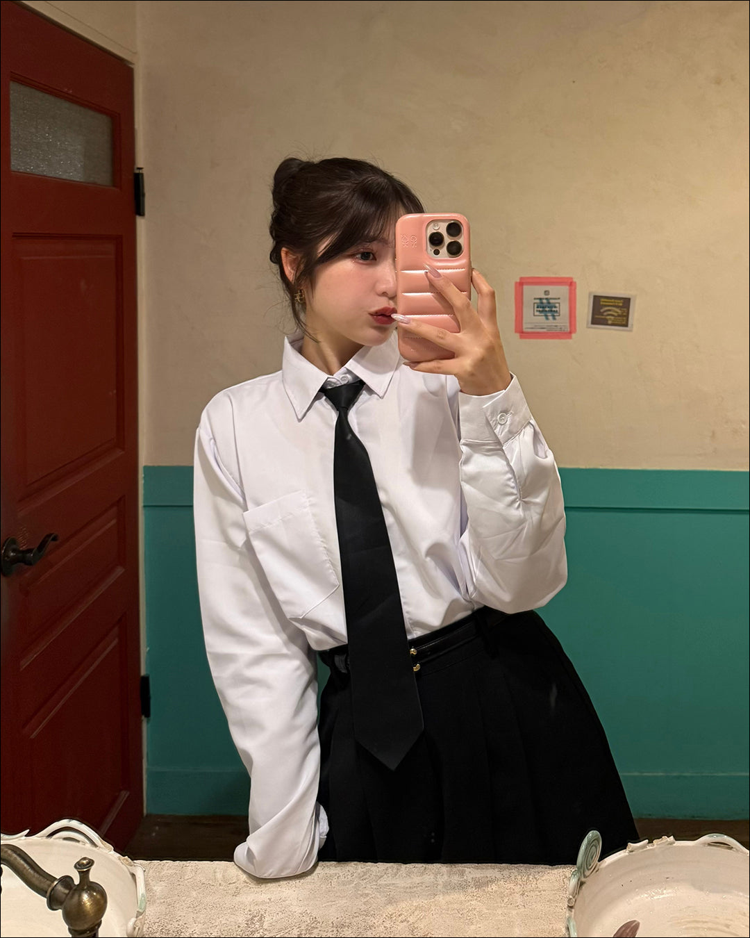 ネクタイ付きオーバーシャツ B2197