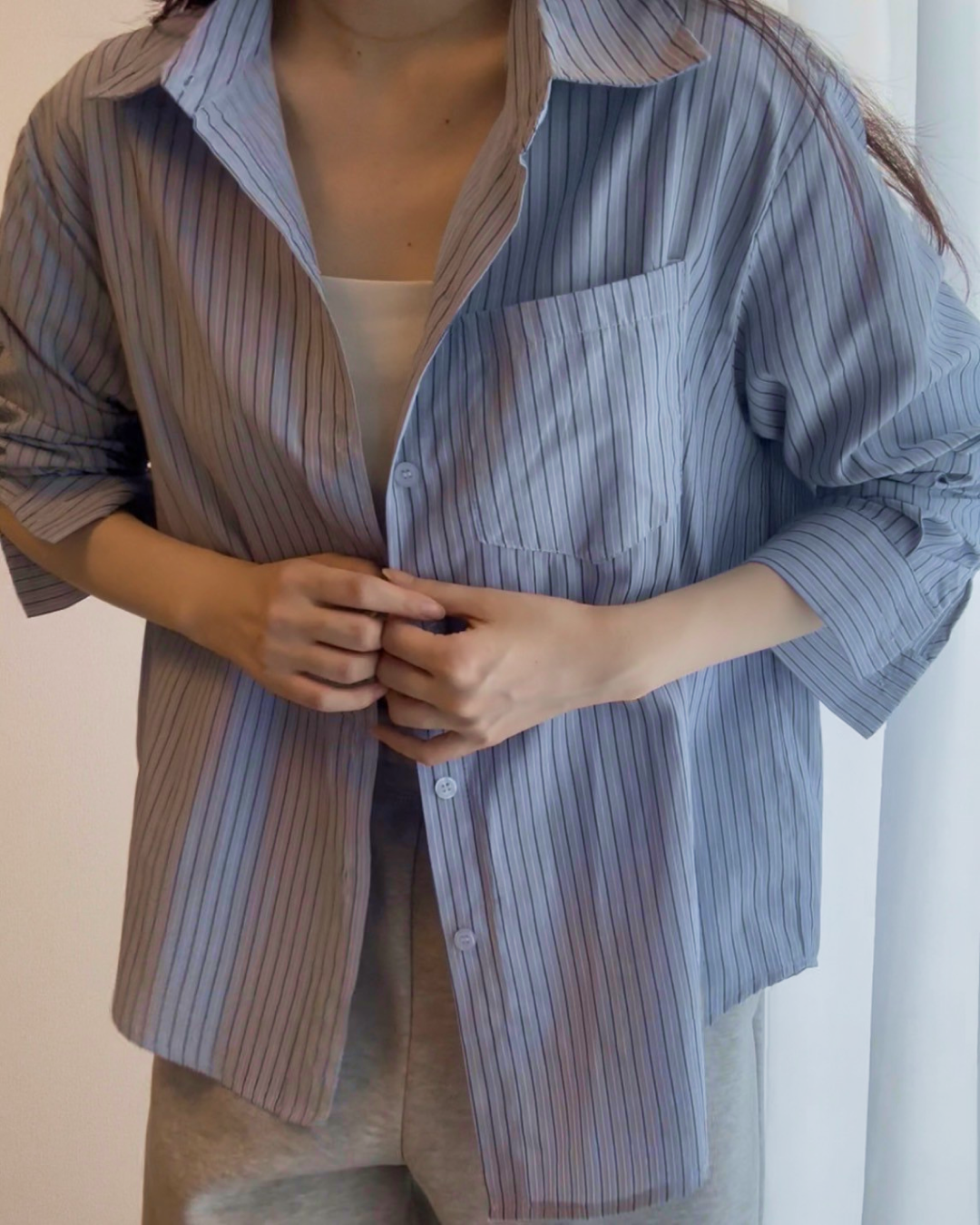 ブルーストライプシャツ BM0006