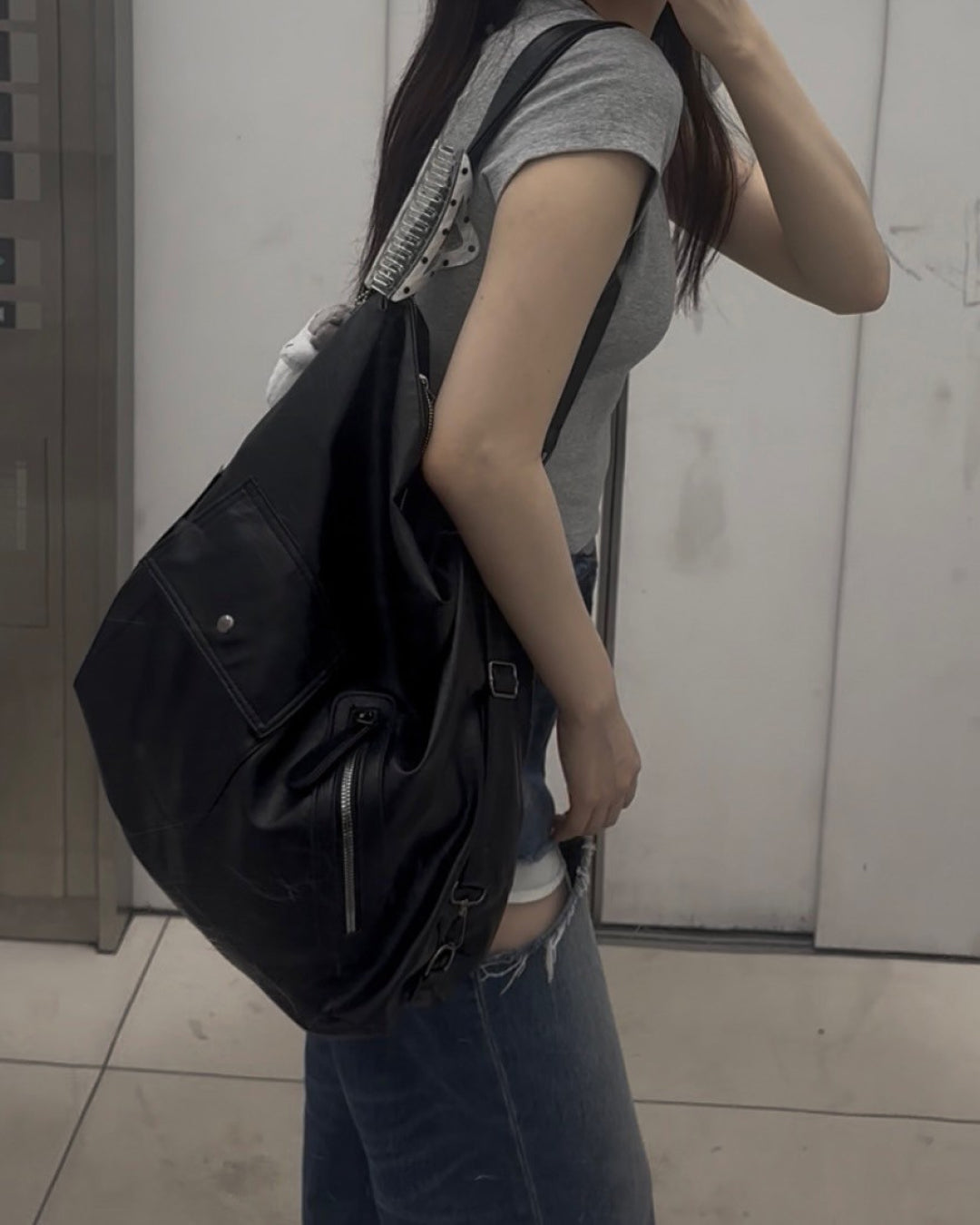 3WAYブラックショルダーバッグ BM0071