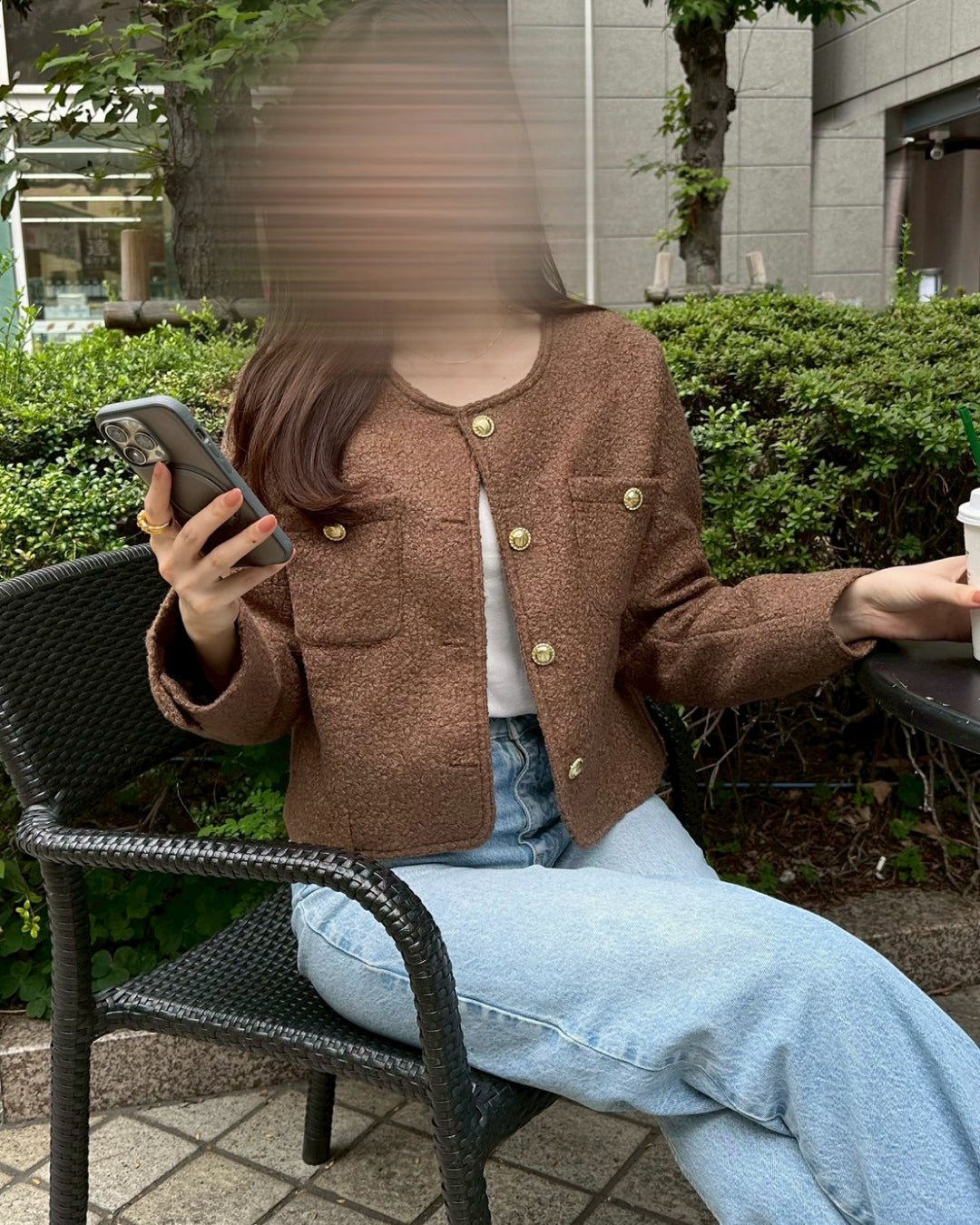 ブラウンノーカラーショートジャケット BM0102