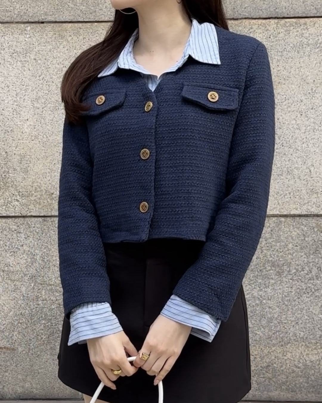 ネイビーツイードVネックジャケット BM0118 – YOLO（ヨロ