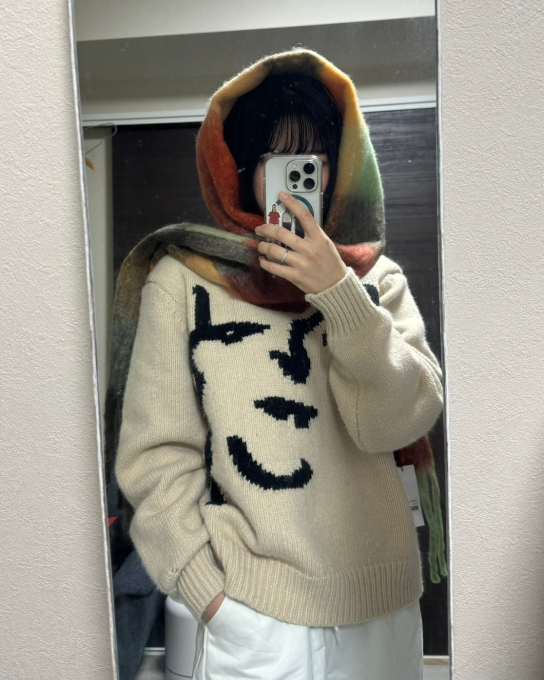 Accent design pullover knit C0014