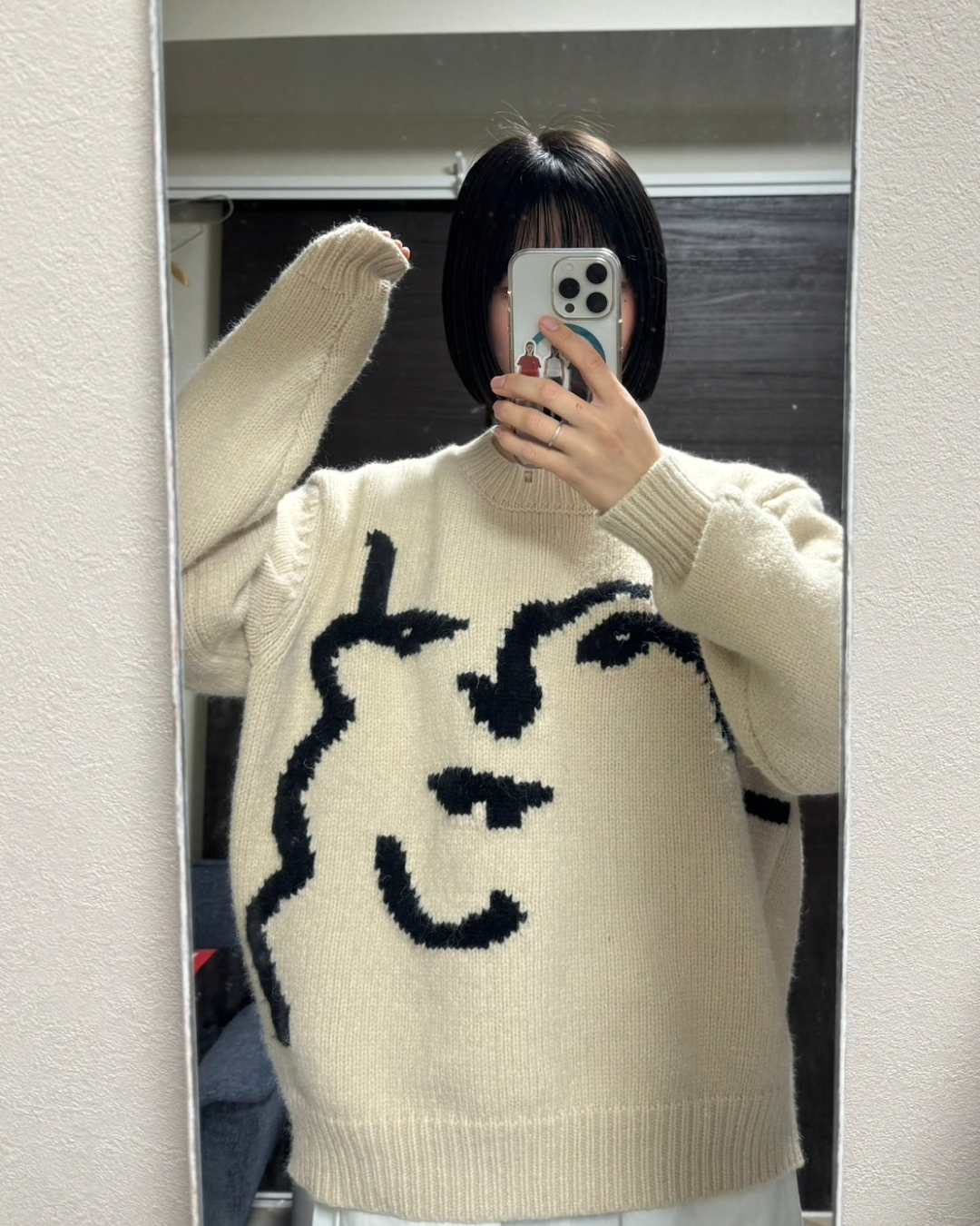 Accent design pullover knit C0014