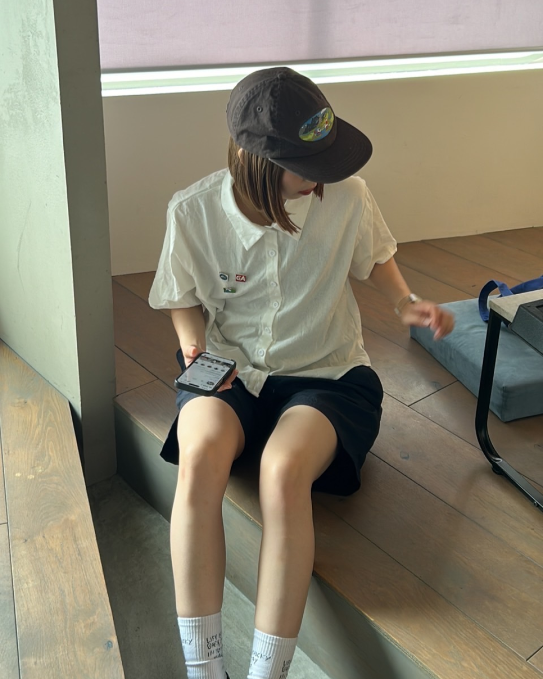 リネンショートポイント半袖シャツ C0069