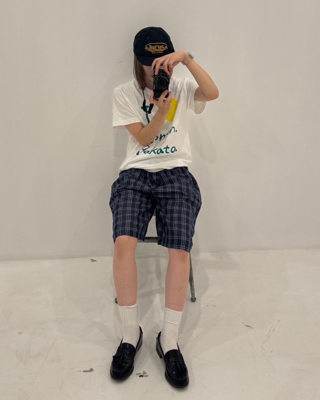 ネイビーチェックハーフパンツ C0070