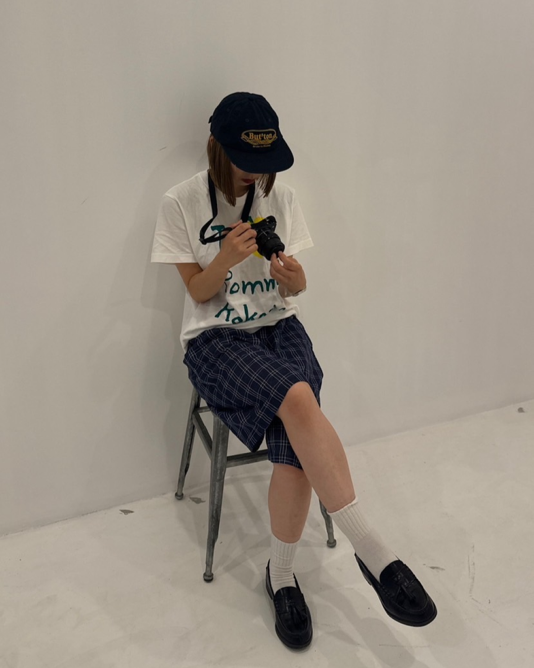 ネイビーチェックハーフパンツ C0070