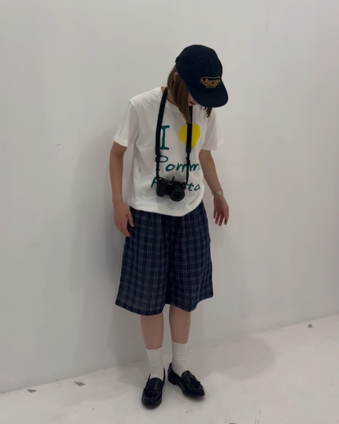 ネイビーチェックハーフパンツ C0070