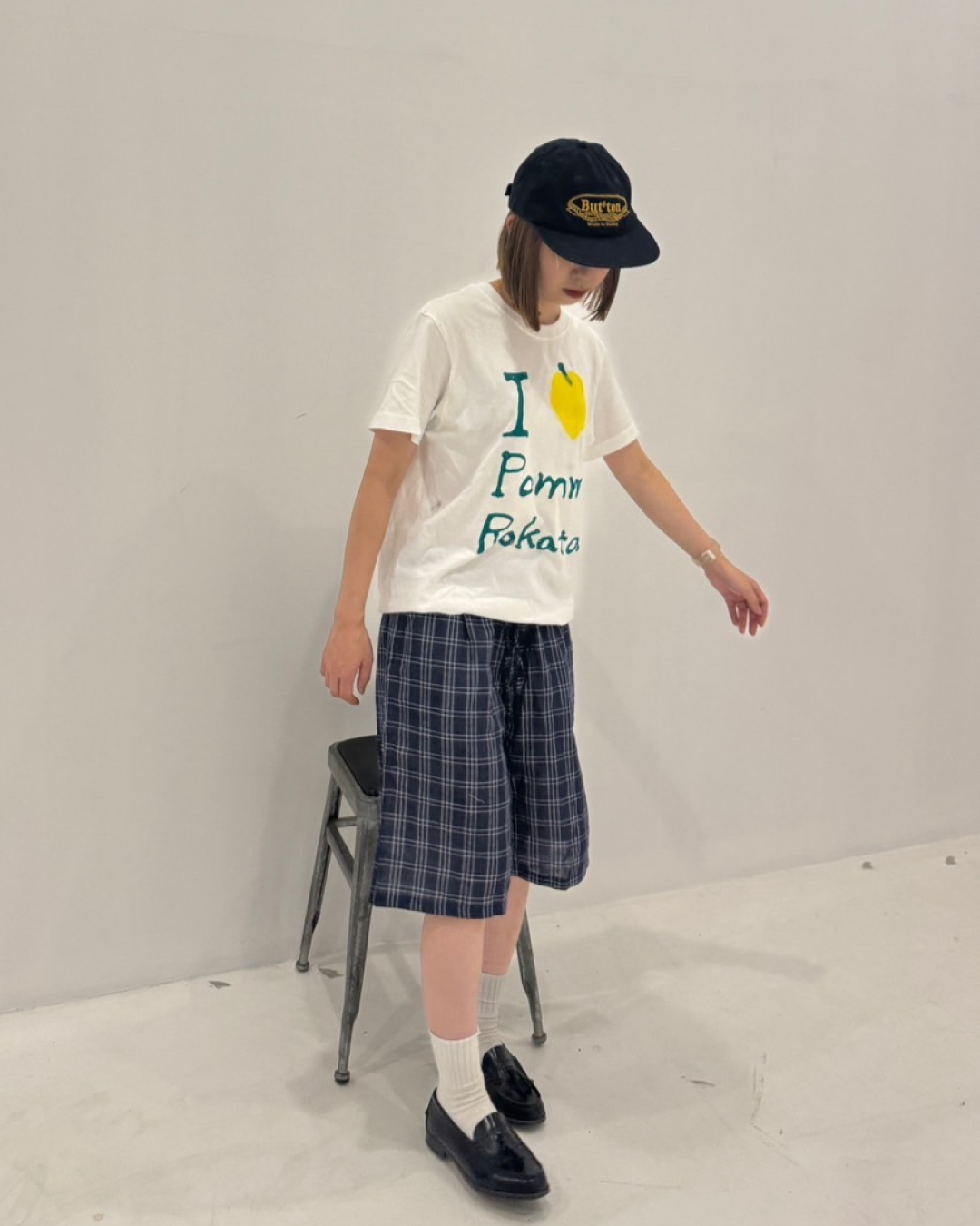 ネイビーチェックハーフパンツ C0070
