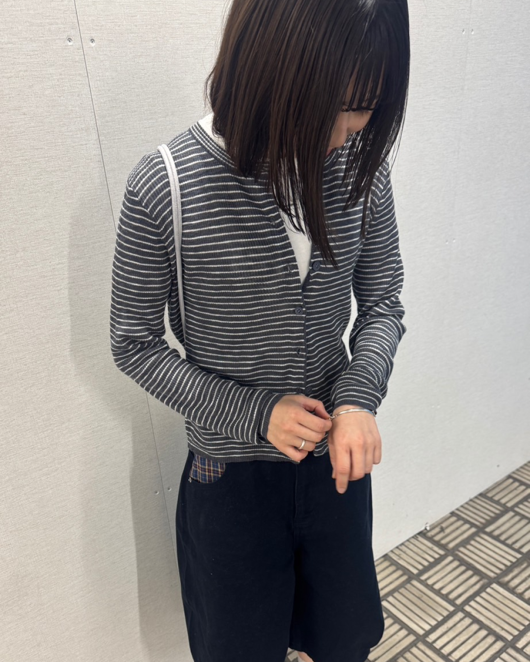 ボーダースリムカーディガン C0121