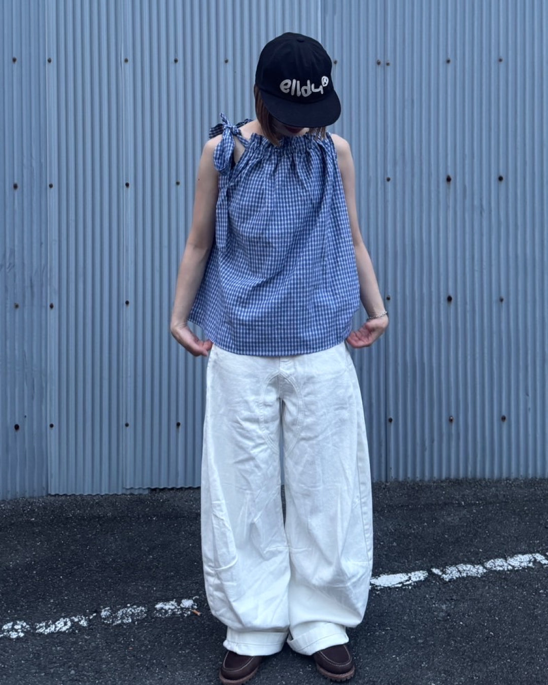 ワンポイントリボンチェックトップ
C1008