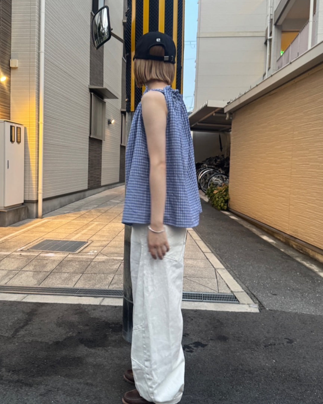 ワンポイントリボンチェックトップ
C1008