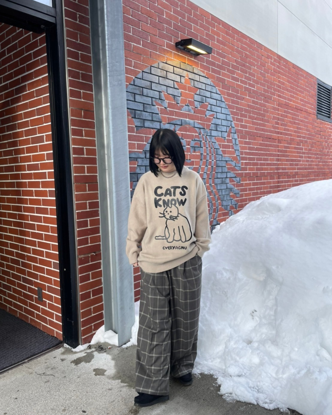 Front big print knit CH0004