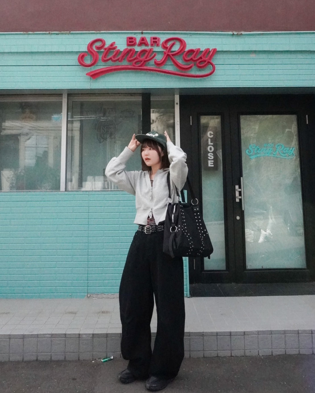 スタッズ付きナイロンバッグ CH0167