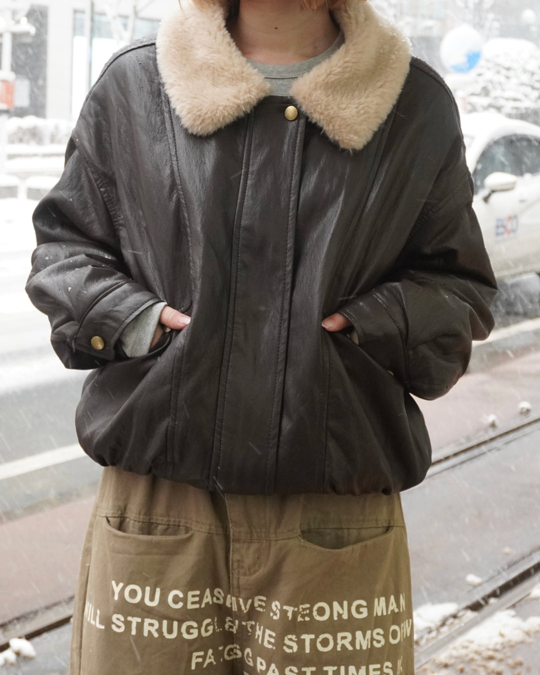 ボア襟付きフェイクレザー ブルゾン
CH0250