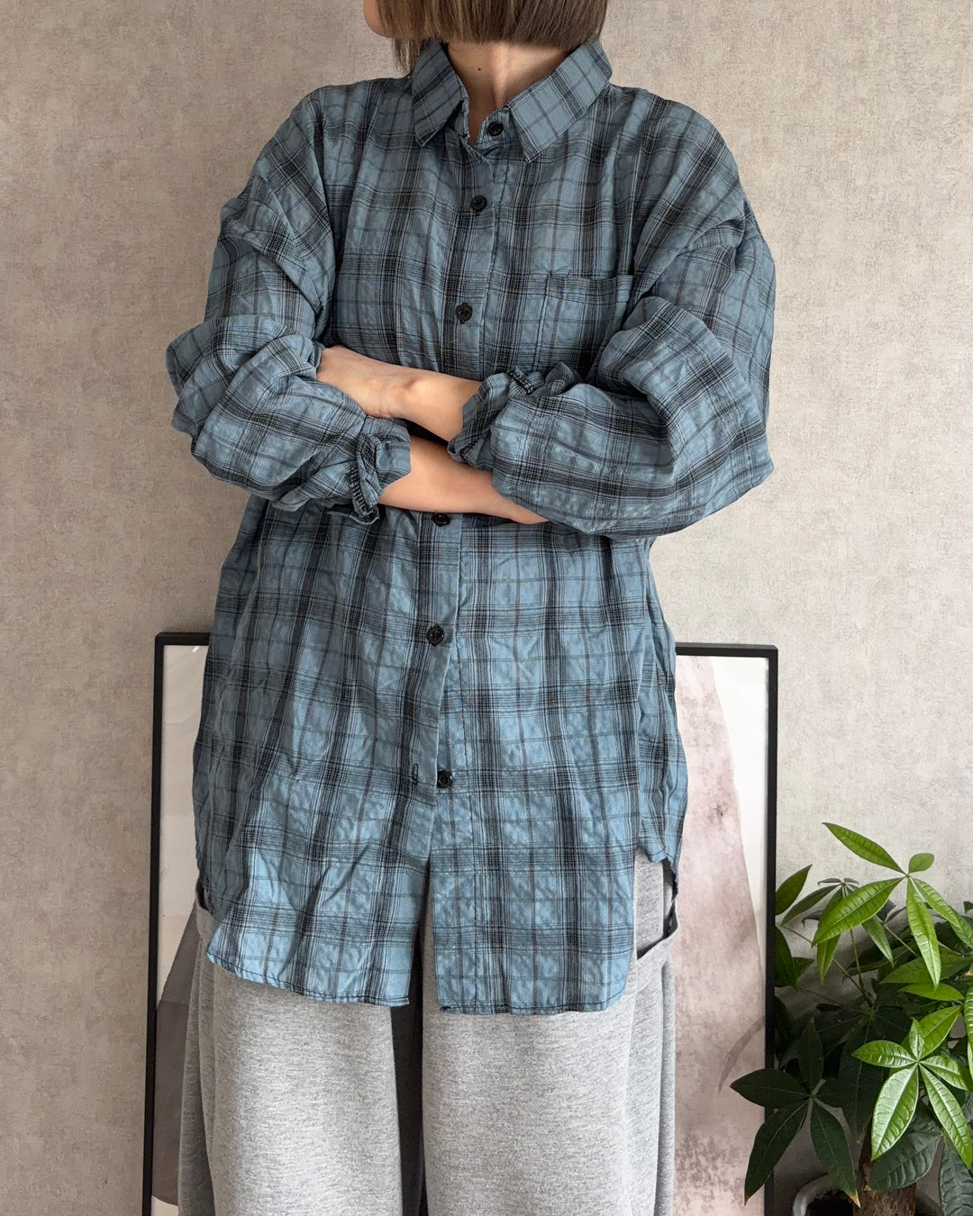ブルーチェックシャツ CH2023