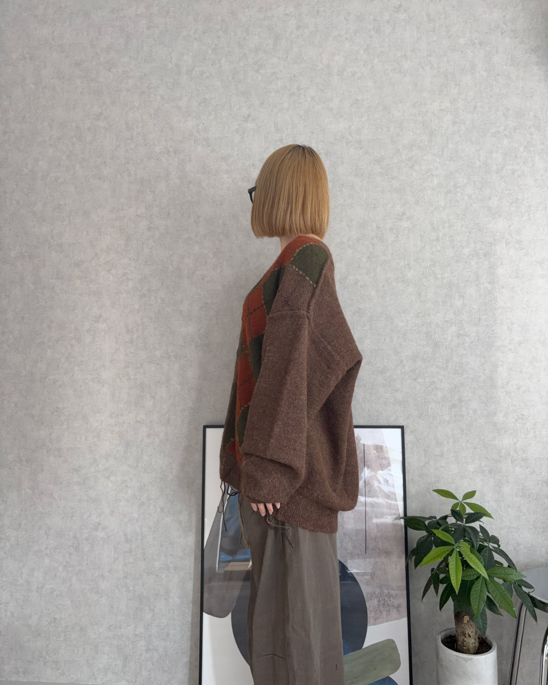 【即納】アーガイルフリンジニットCH5000