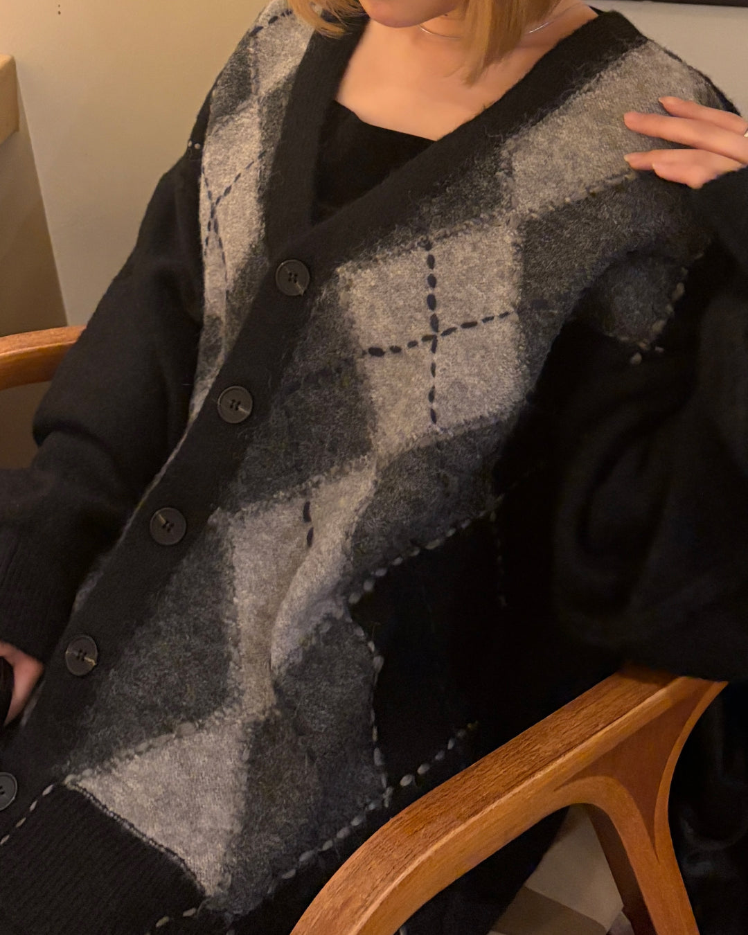 【即納】アーガイルフリンジニットCH5000