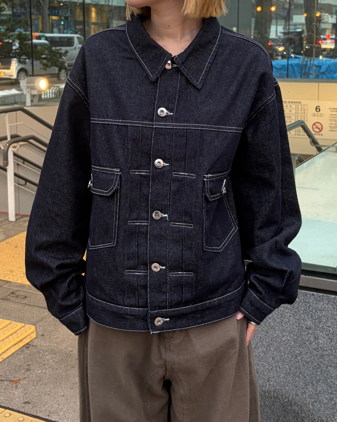 【即納】ステッチラインデニムジャケットCH5001