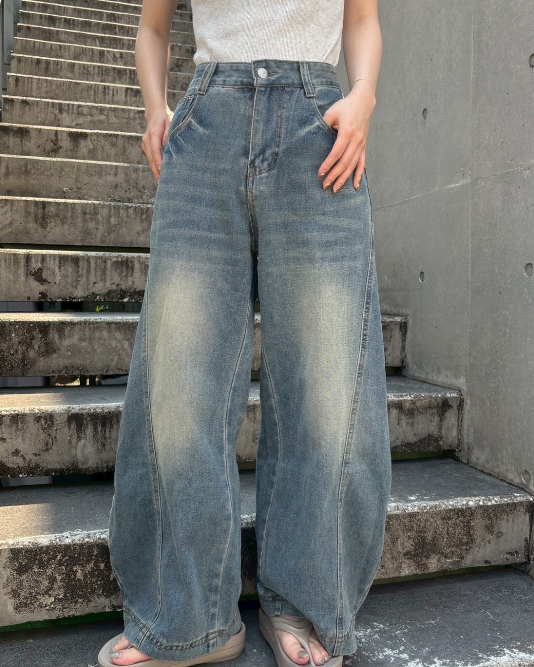 ラインバルーンデニムパンツ CM0010