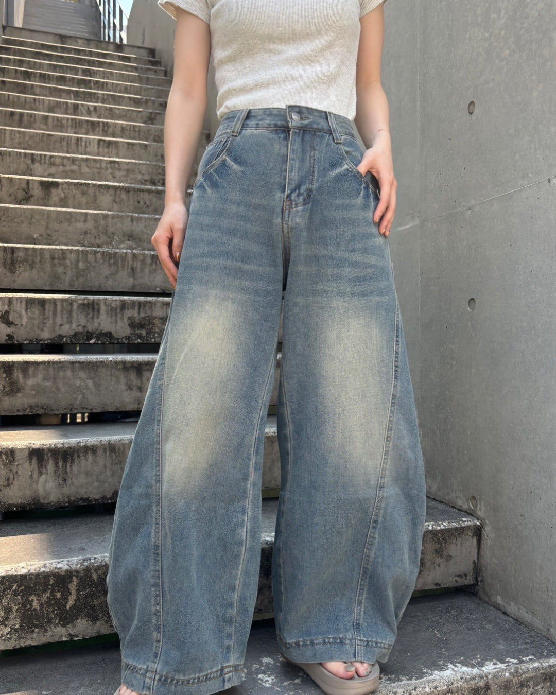 ラインバルーンデニムパンツ CM0010