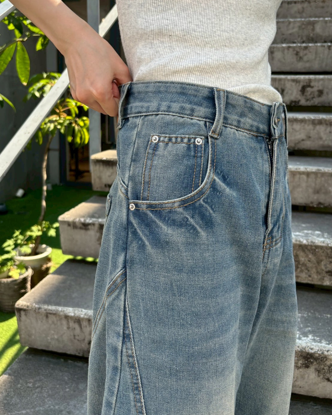 ラインバルーンデニムパンツ CM0010