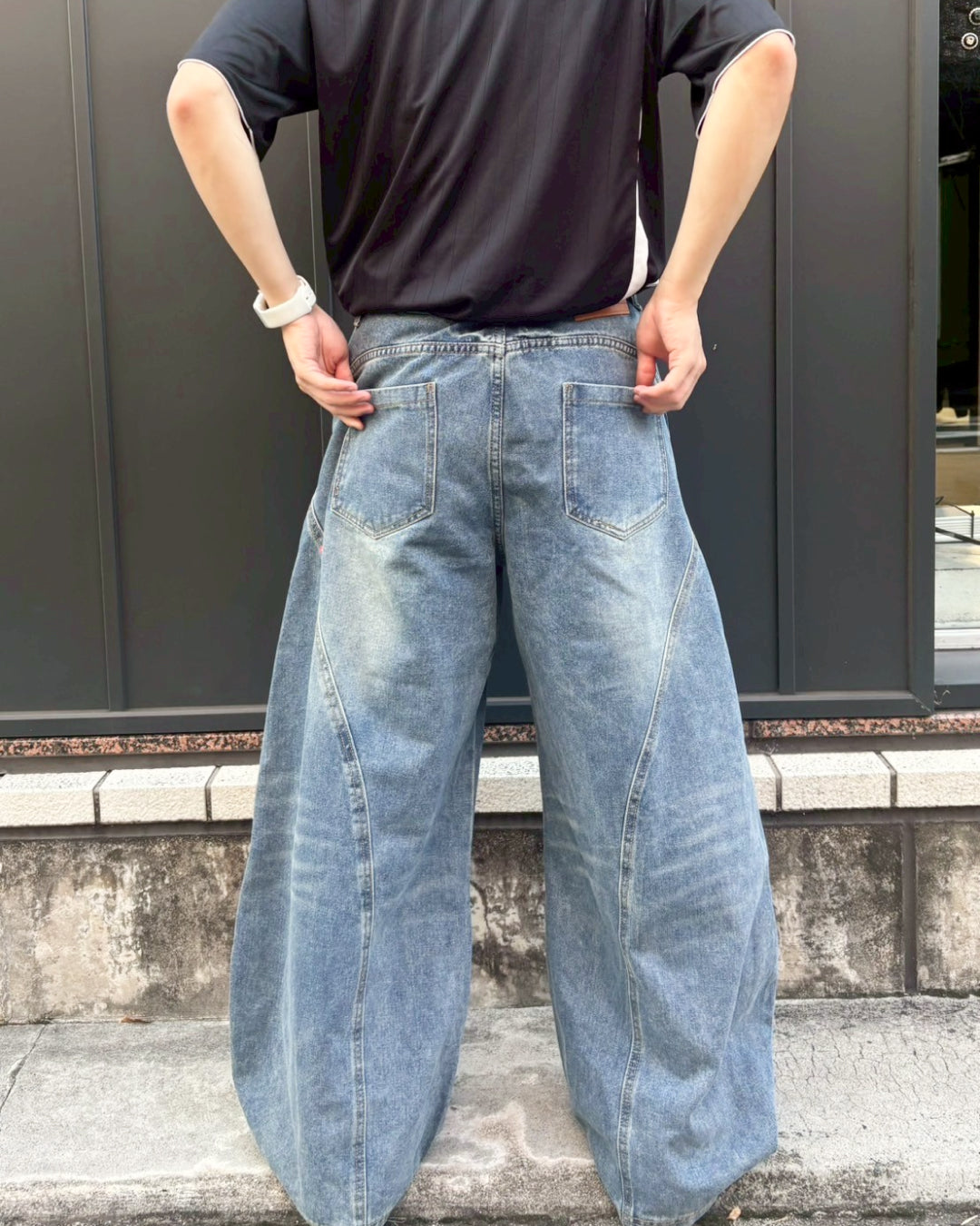 ラインバルーンデニムパンツ CM0010