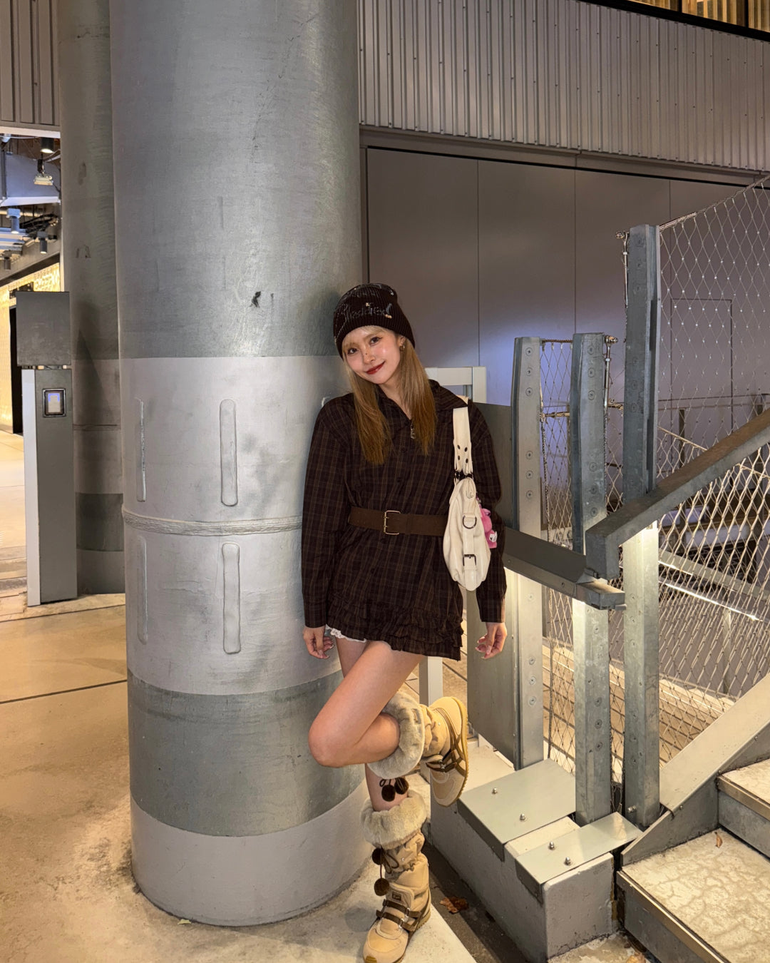 ベルト付きブラウンチェックワンピース
GM0127