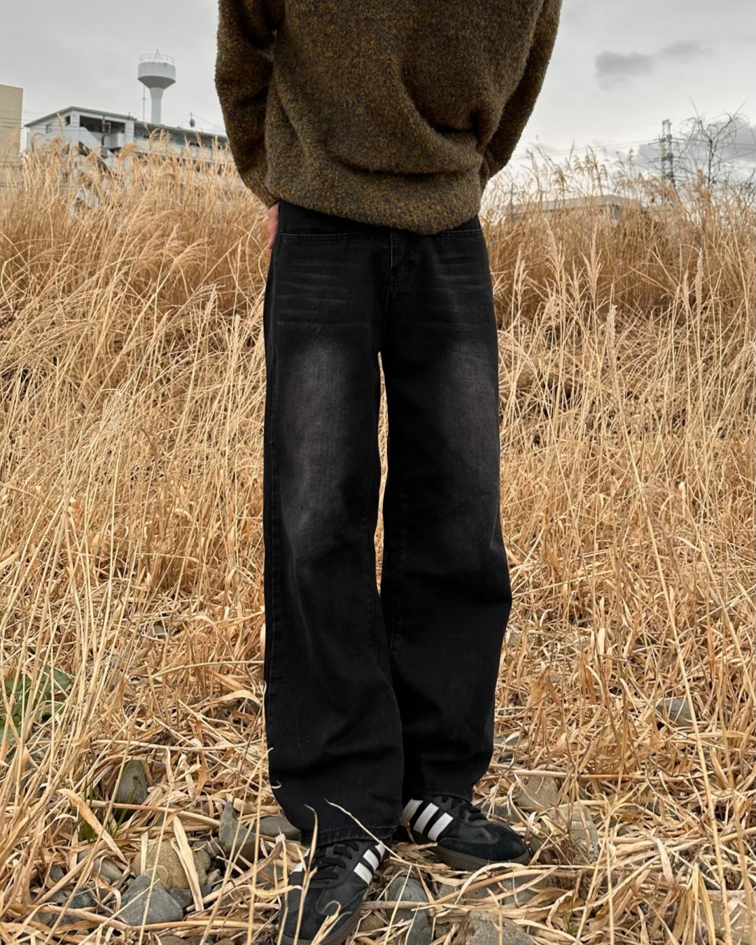 ウォッシュドブラックパンツ HA0012