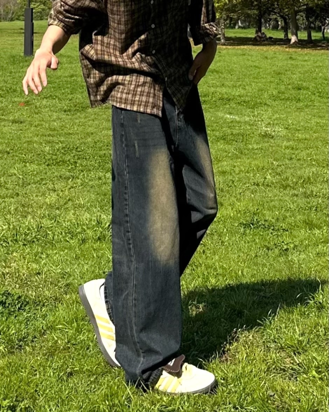 Washed retro denim pants HA0019
