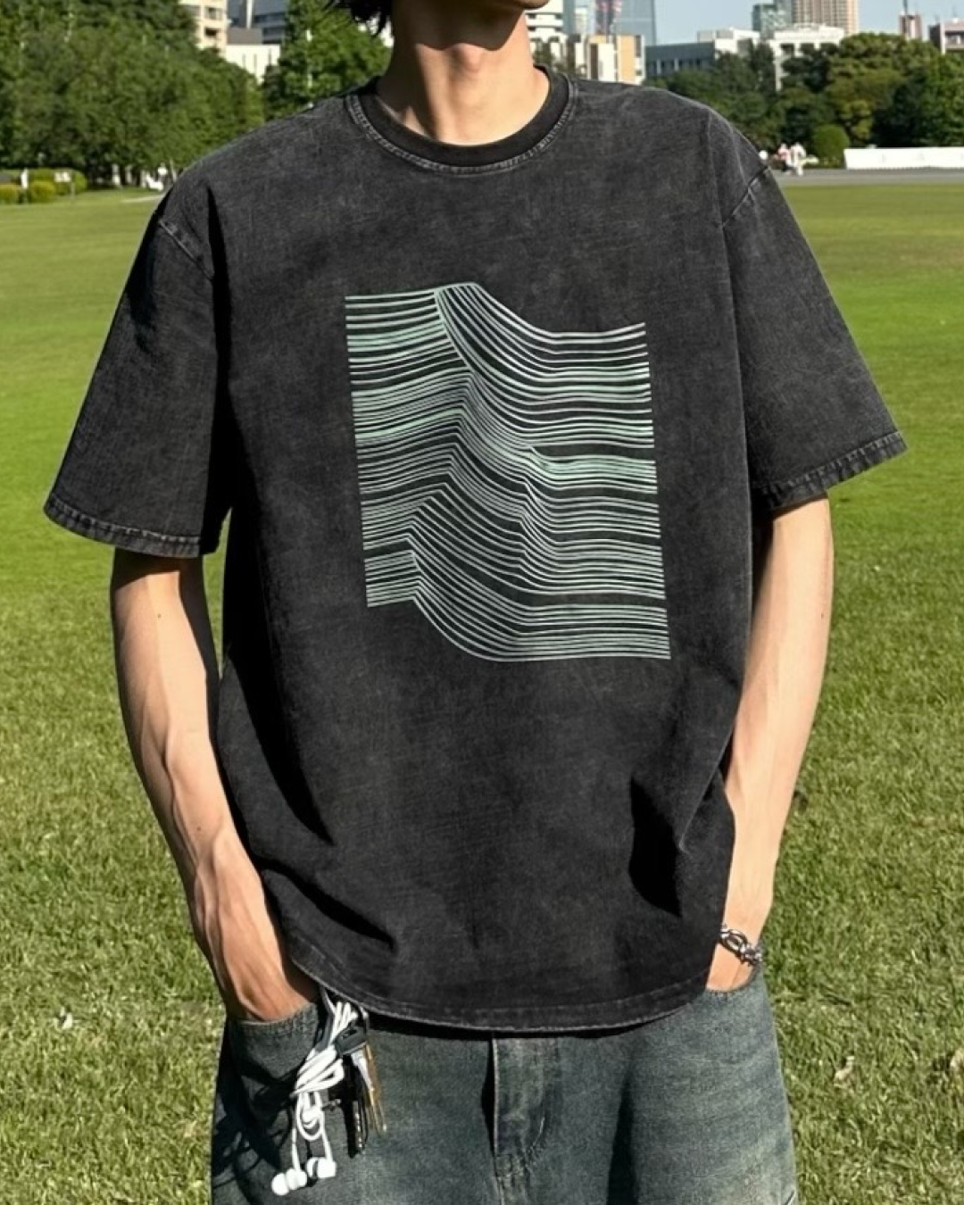 グラフィックウォッシュTシャツ HA0030