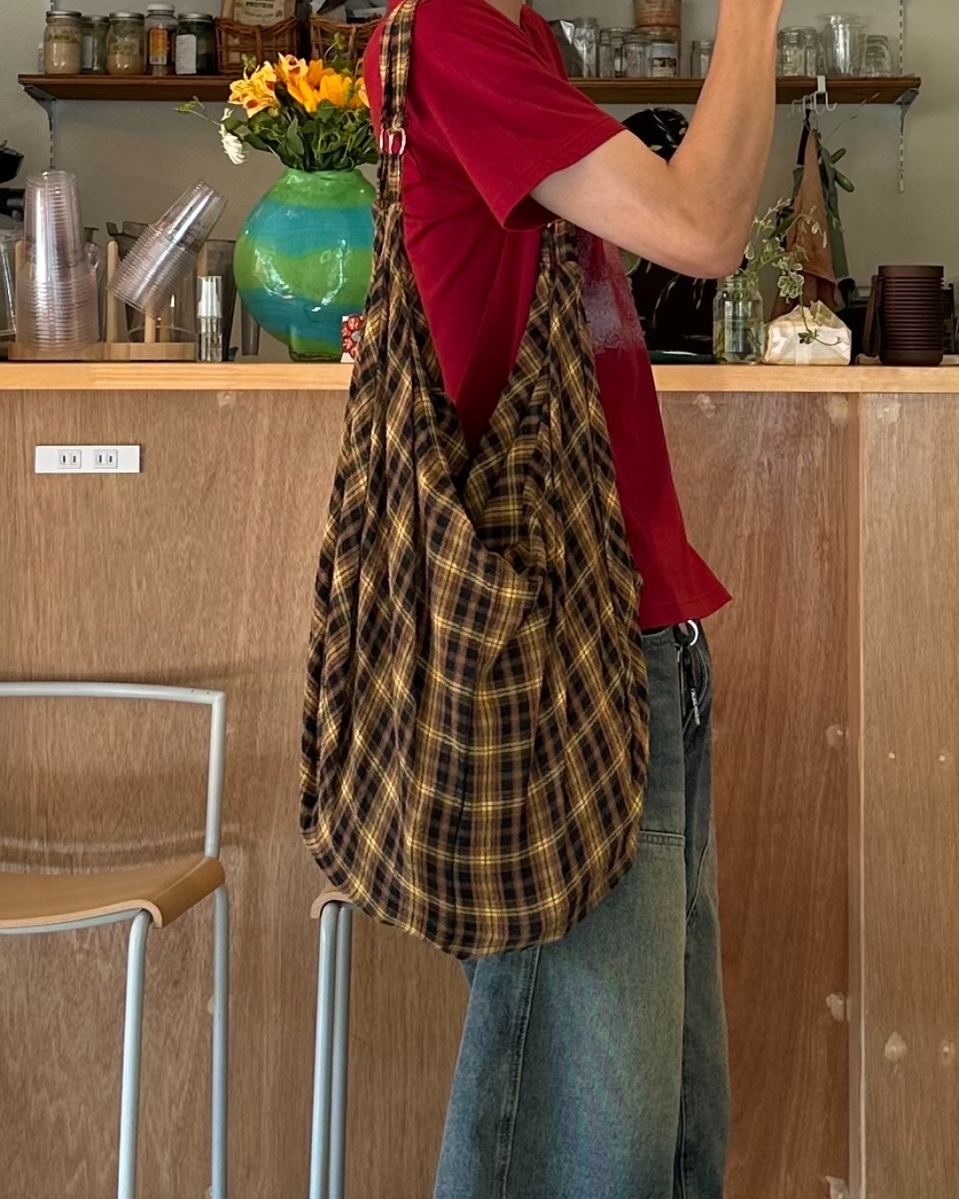 ダブルショルダーチェックバッグ HA0035