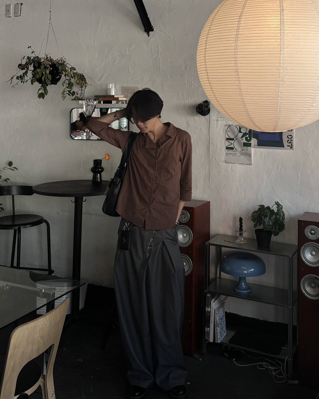 フロントボタンタックワイドパンツ HS0203