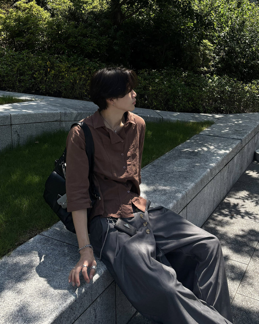 フロントボタンタックワイドパンツ HS0203