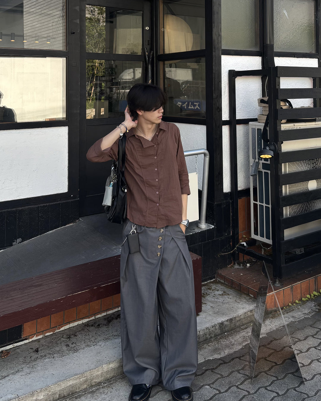 フロントボタンタックワイドパンツ HS0203