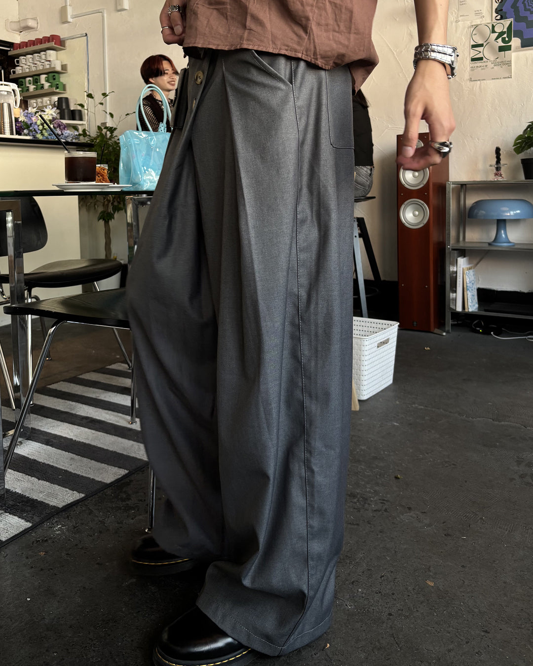 フロントボタンタックワイドパンツ HS0203