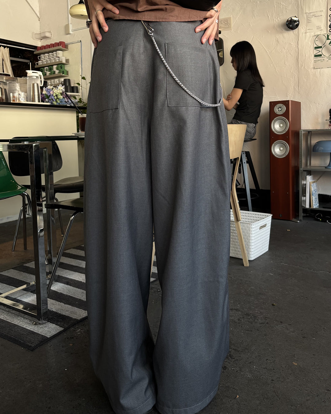 フロントボタンタックワイドパンツ HS0203