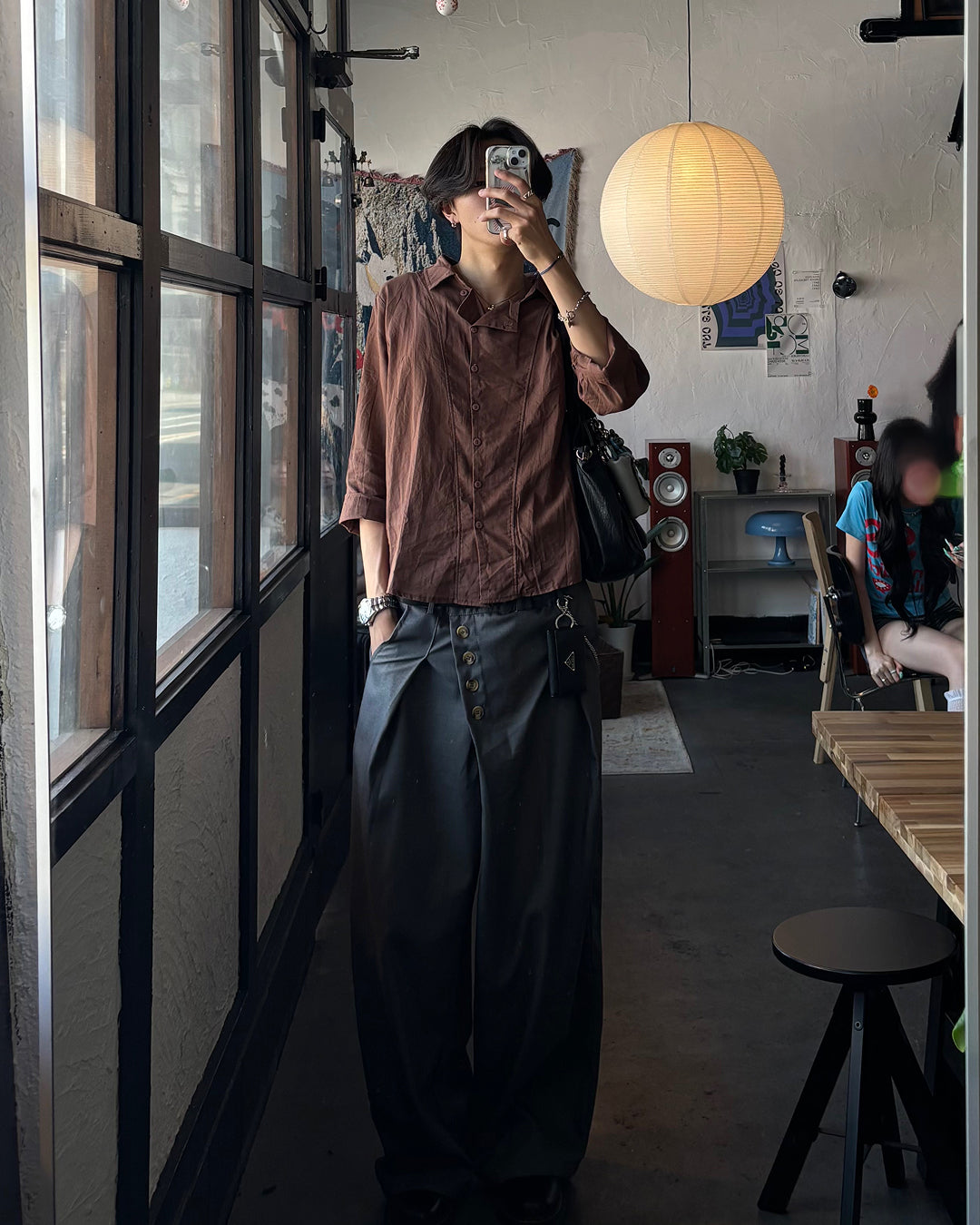 フロントボタンタックワイドパンツ HS0203