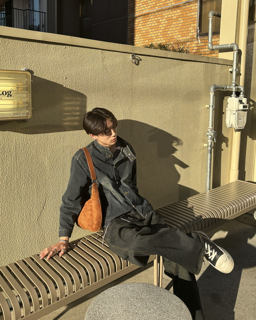 レトロウォッシュスタンドデニムジャケット HS0225