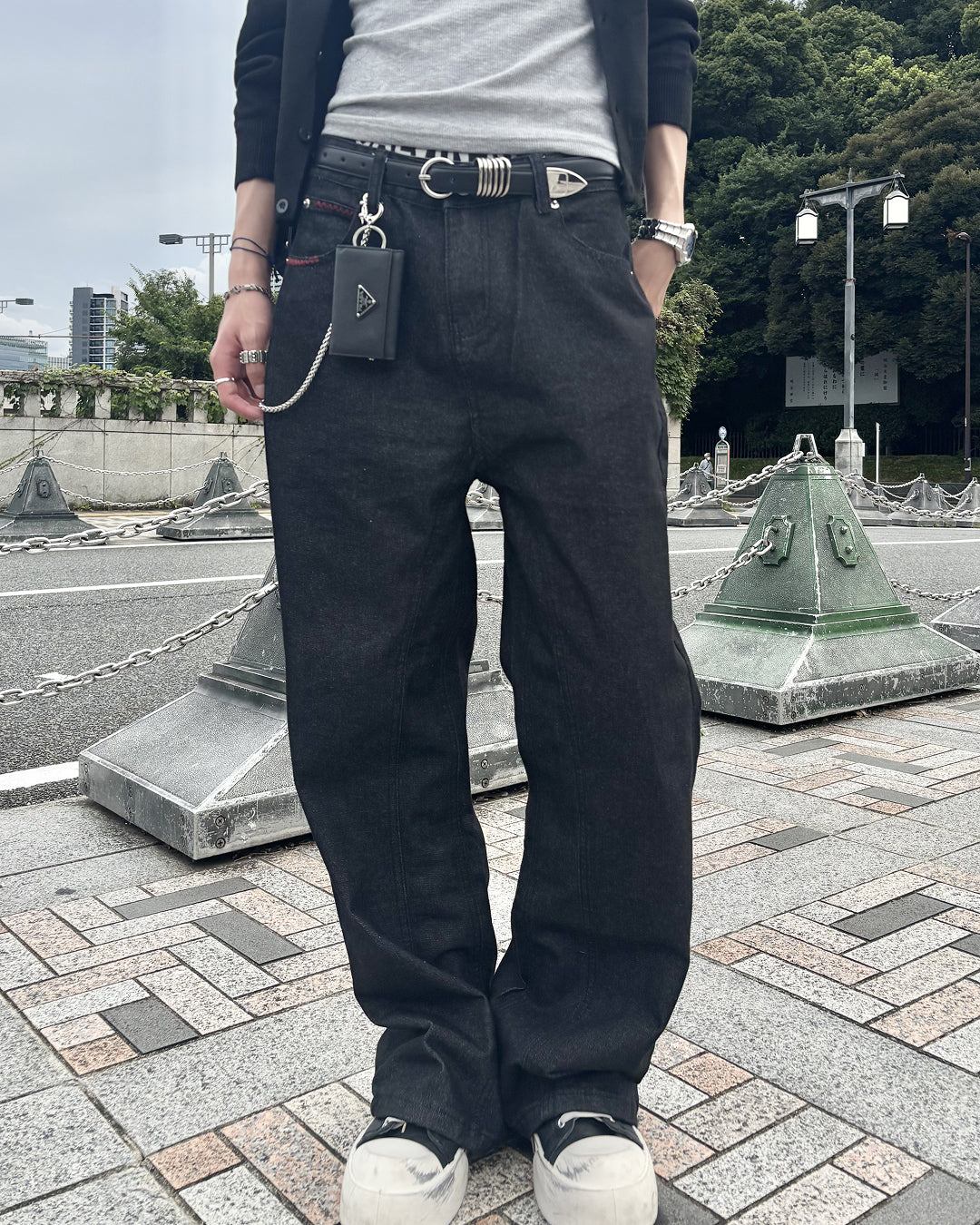 ステッチアクセントワイドフレアデニム HS0306