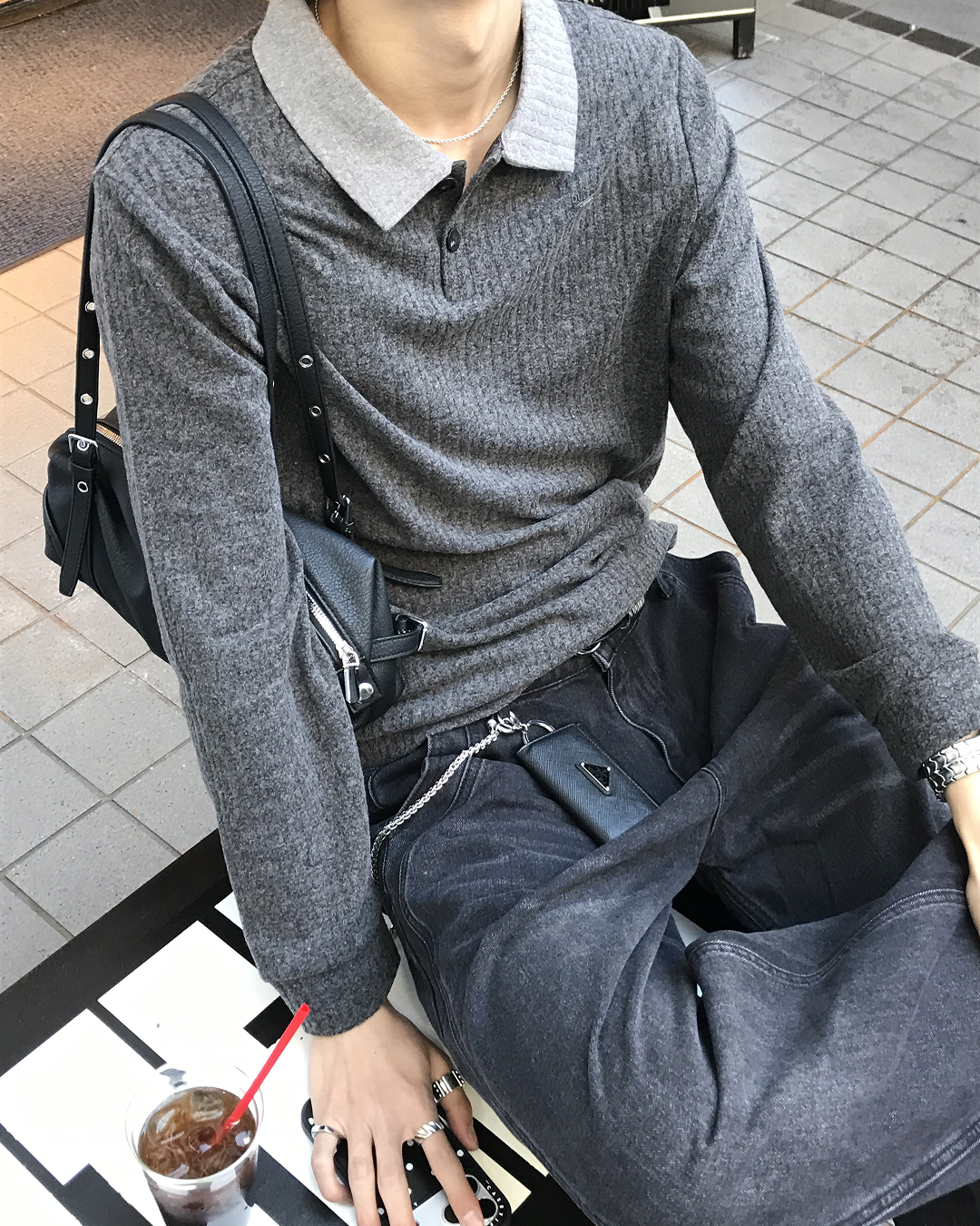 バイカラーポロニットスリーブ HS0531