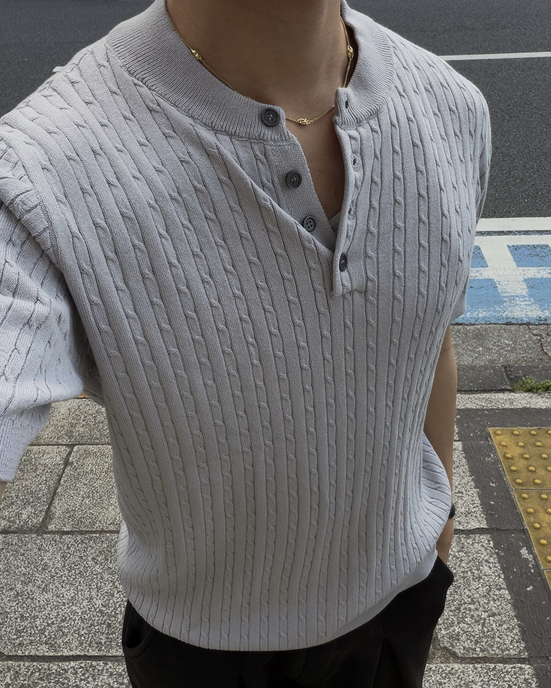 ヘンリーネックハーフスリーブニットポロ
HT0023