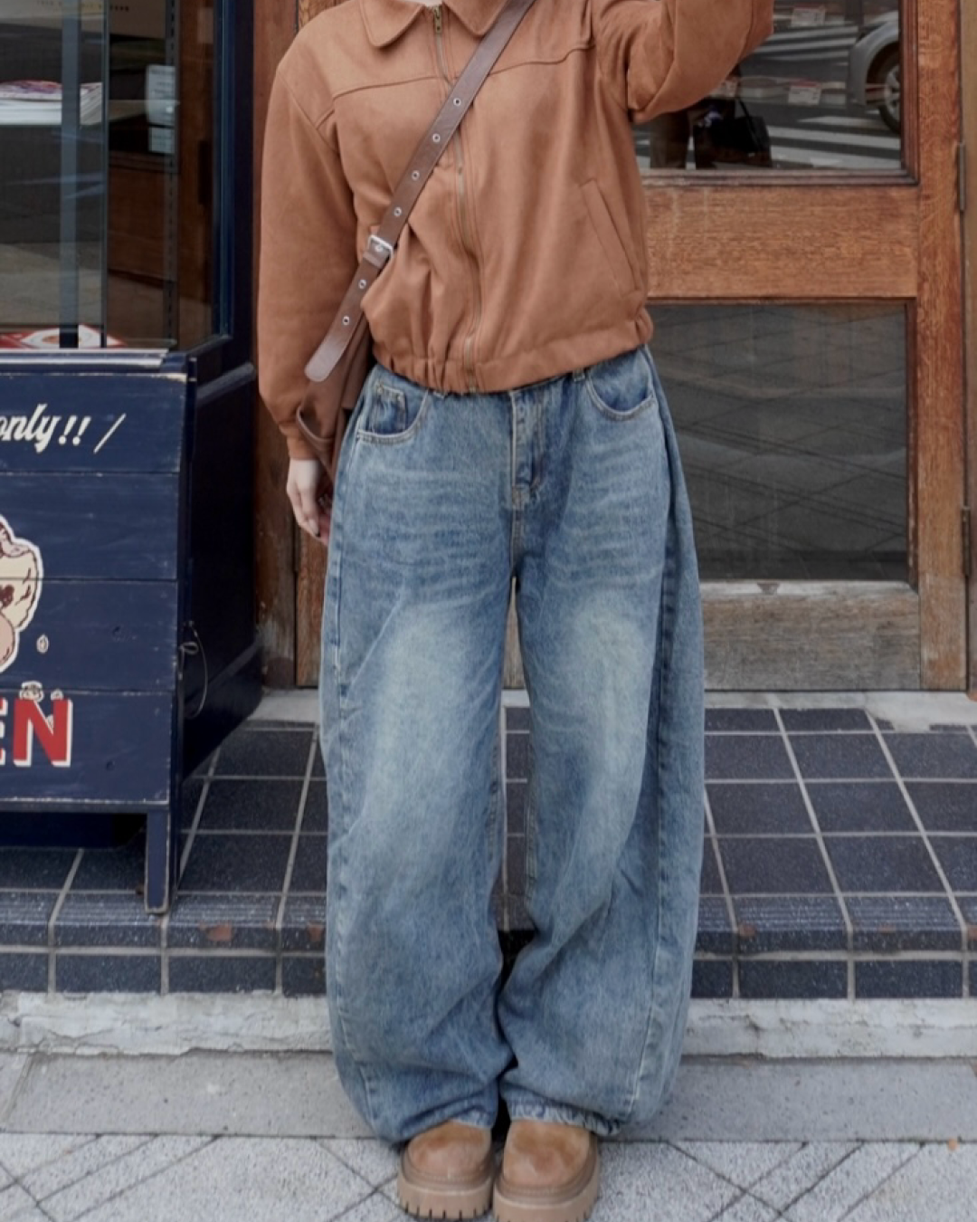 ハイウェストワイドレッグジーンズ HZ0035