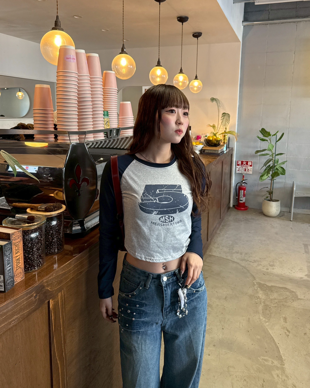 レトロファイブラグランTシャツ HZ0155