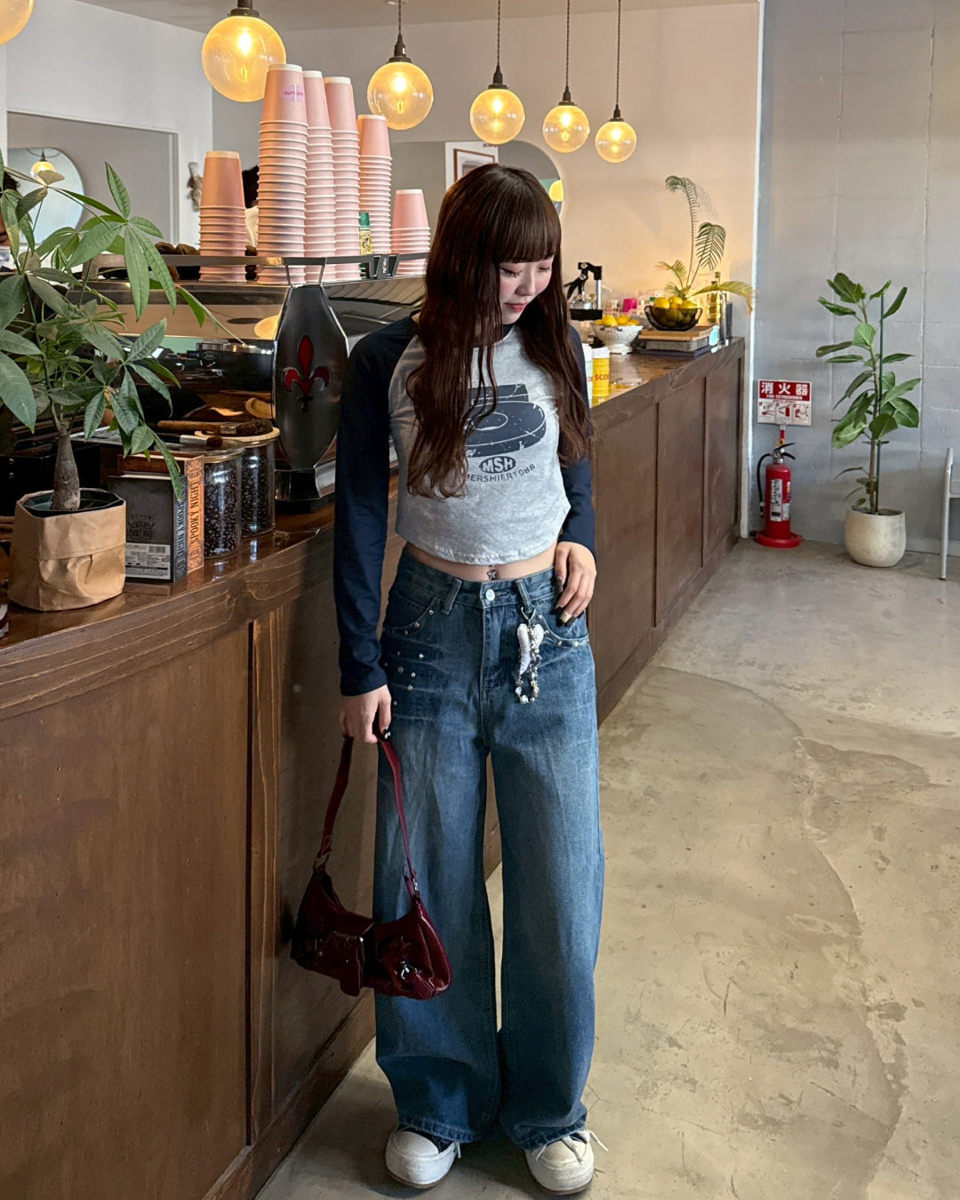 レトロファイブラグランTシャツ HZ0155