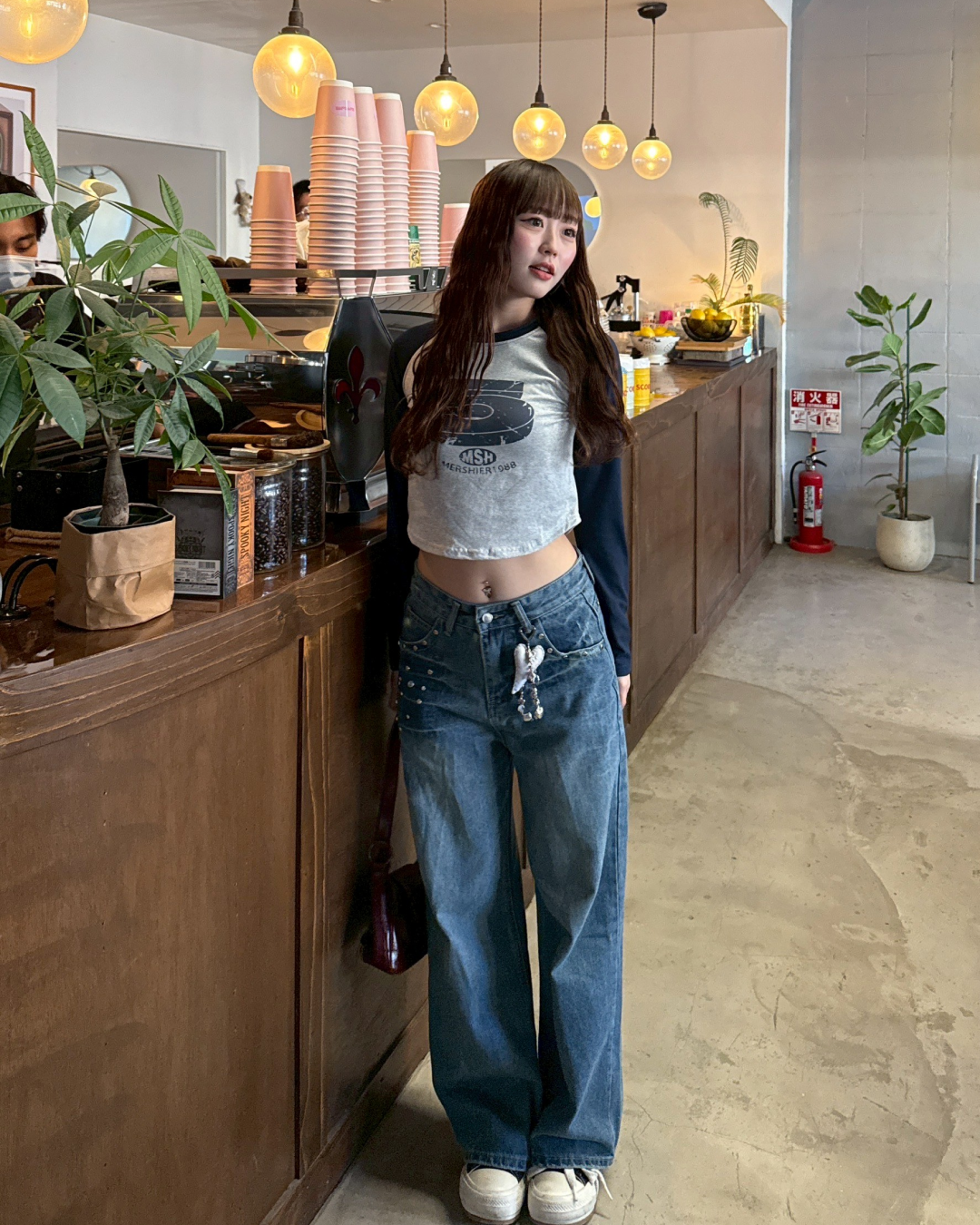 レトロファイブラグランTシャツ HZ0155