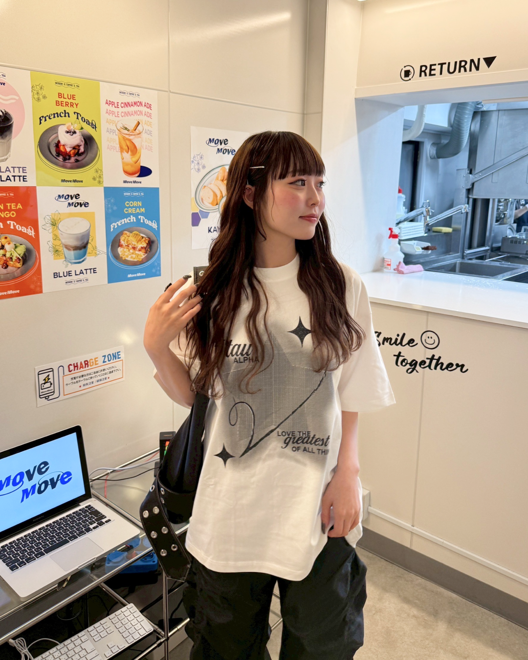 スタープリントオーバーサイズTシャツ HZ0158
