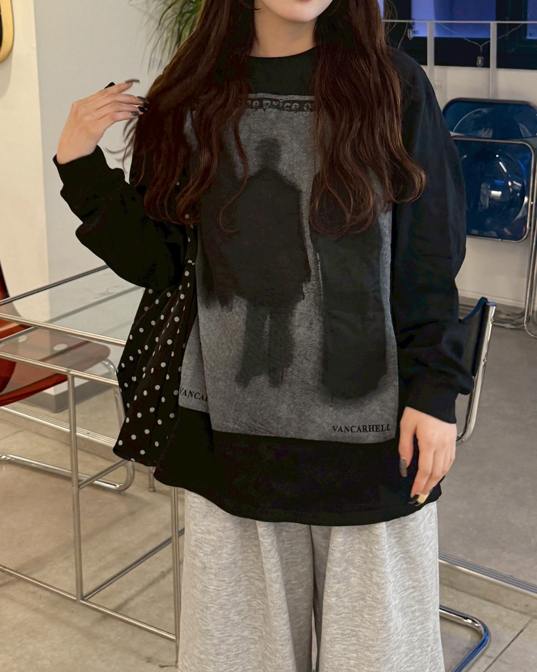 シャドウプリントTシャツ HZ0159
