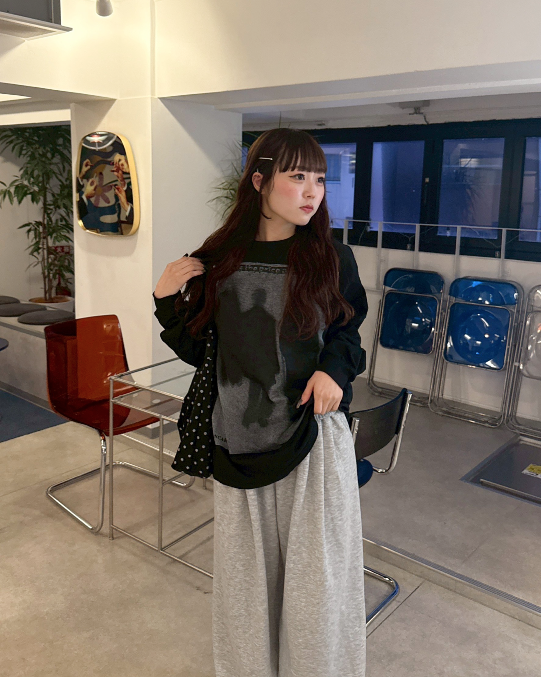 シャドウプリントTシャツ HZ0159