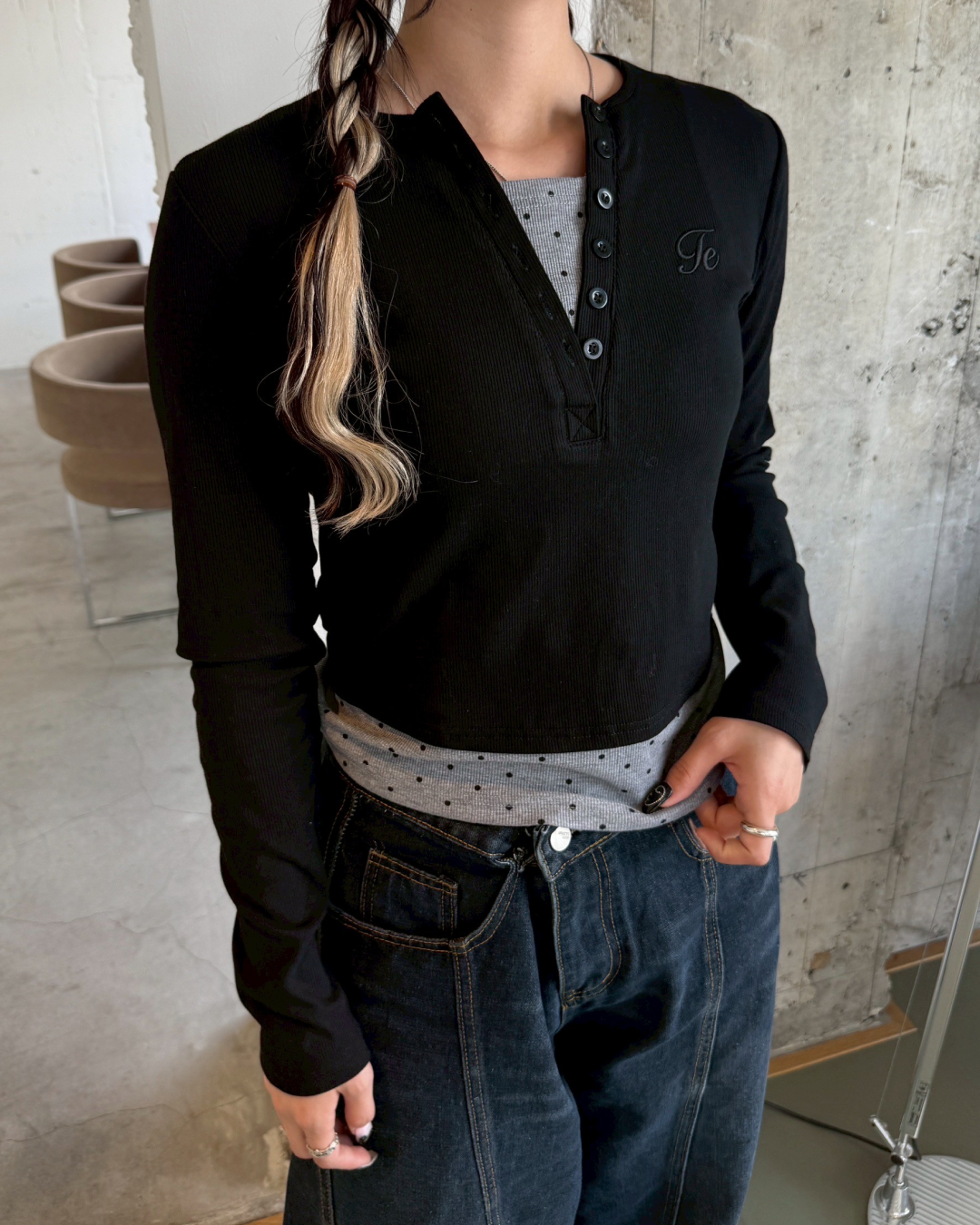 レイヤードドットカットソー HZ0169