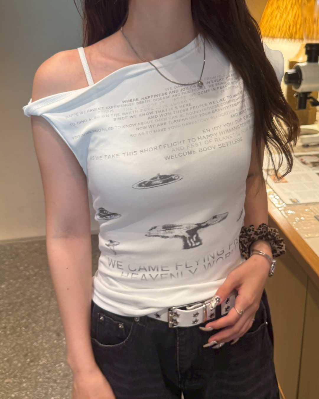 ワンショルダーリラックスTシャツ HZ2020